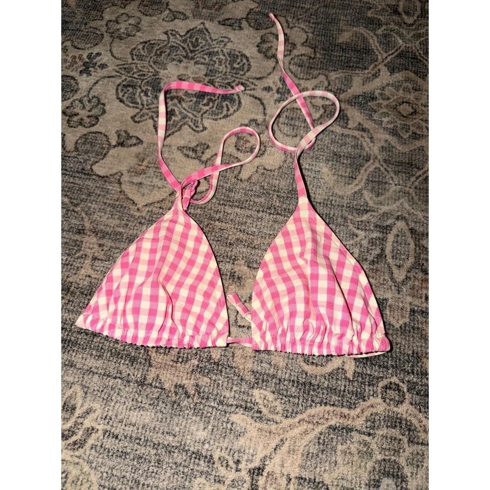 Vintage Y2K Ralph Lauren Pink Gingham Bikini Top Swim